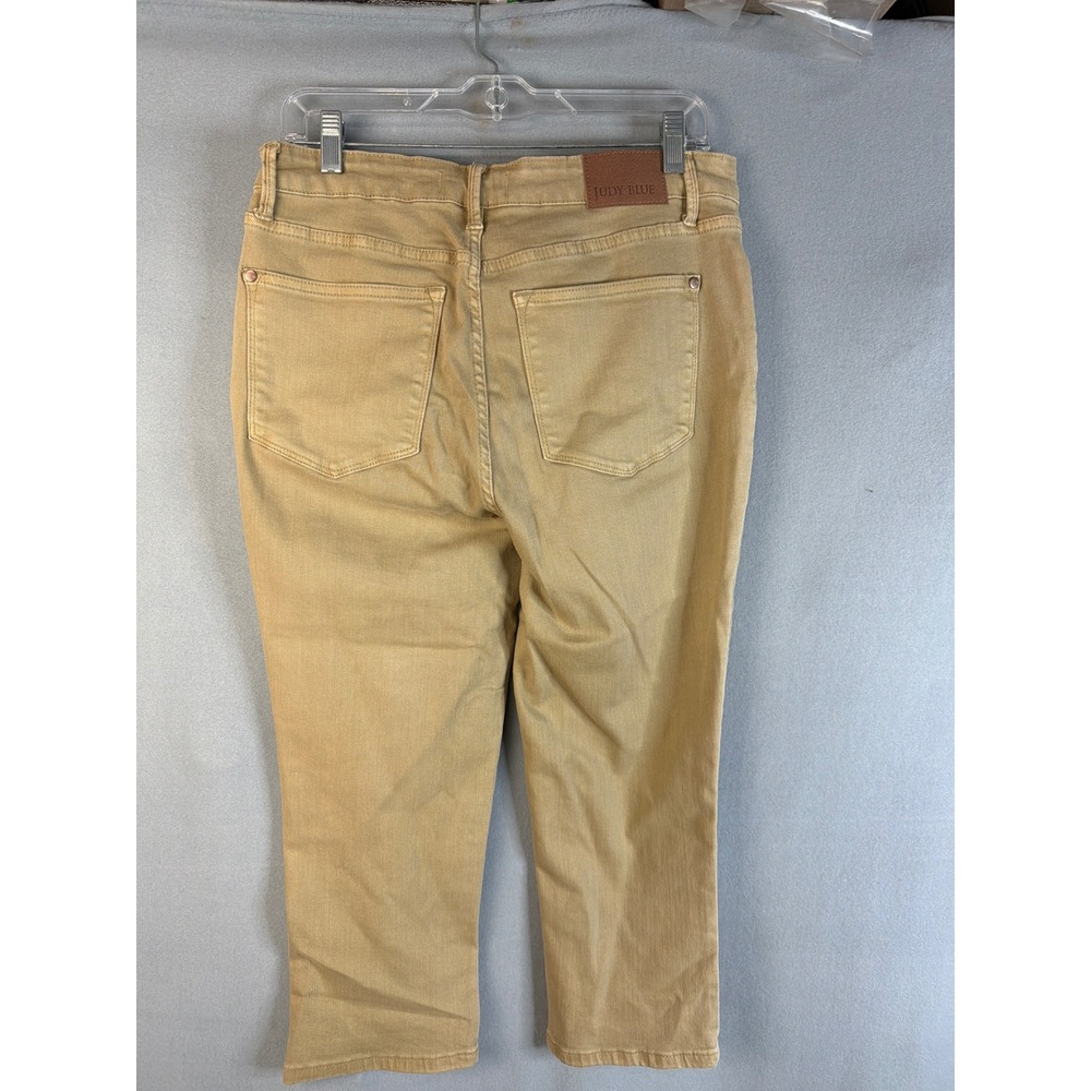 Judy‎ Blue Womens 11/30 Cropped Jeans Tan Khaki Excellent Garment Dyed Stretch - Picture 2 of 10